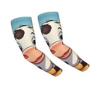 AYYQWE Cartoon Milk Mucca Stampa UV Protezione Solare Raffreddamento Maniche Braccio Comfort Traspirante Sport Tempo Libero Attività