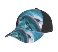 AYYQWE Delfini nel mare Stampa Baseball Cap Mesh Cappello Estivo Sport All'aperto Asciugatura Rapida Traspirante Assorbimento del Sudore Nero