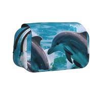 AYYQWE Delfini nel mare stampa leggera penna borsa elegante cancelleria viaggio ufficio grande capacità trucco articoli da toeletta