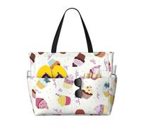 AYYQWE Delicious Cupcakes Stampa Beach Tote Elegante Weekend Bag Riutilizzabile Leggero Palestra Picnic Campeggio Donne Uomini