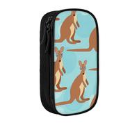 AYYQWE Divertente astuccio con stampa di canguro e zoo, pratico astuccio multi-scomparto per ufficio, viaggi, scuola, arte e articoli quotidiani, Nero , Taglia unica, Con tasca per il