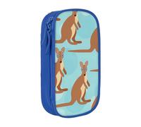 AYYQWE Divertente astuccio con stampa di canguro e zoo, pratico astuccio multi-scomparto per ufficio, viaggi, scuola, arte e articoli quotidiani, Blu, Taglia unica, Con tasca per il