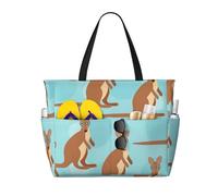 AYYQWE Divertente borsa da spiaggia con stampa canguro zoo borsa elegante per il fine settimana riutilizzabile leggera palestra picnic campeggio donne uomini
