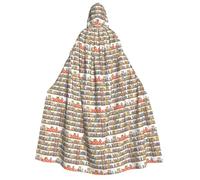 AYYQWE Divertente mantello con cappuccio unisex per adulti con stampa di scaffali e libri, caldo mantello per costume di Halloween, cosplay e carnevale