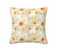 AYYQWE Federa quadrata per cuscino con stampa floreale, colore giallo chiaro, per vacanze, casa, patio, interni ed esterni, uso quotidiano