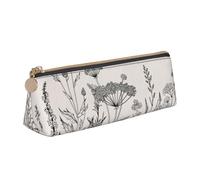 AYYQWE Floral Herbs Botanical Incisione Studente Astuccio Grande Capacità Triangolo Sacchetto Cerniera Penna Trucco Scuola College, bianco, Taglia unica