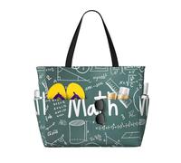 AYYQWE Formule Forme Teoria Lezione di Matematica Stampa Parola Beach Tote Elegante Weekend Bag Riutilizzabile Leggero Palestra Picnic Campeggio Donne Uomini
