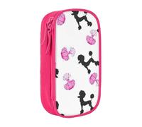 AYYQWE Girly rosa bottiglia di profumo e barboncino stampa pratico astuccio multi-scomparto ufficio viaggi scuola arte forniture quotidiane, rosa, Taglia unica, Con tasca per il