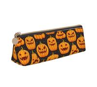 AYYQWE Halloween Zucca Modelli Stampa Studente Matita Caso Grande Capacità Triangolo Sacchetto Cerniera Penna Trucco Scuola College, bianco, Taglia unica