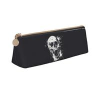 AYYQWE Horror Ghost Skull Print Student Pencil Case Grande Capacità Triangolo Pouch Zip Penna Trucco Scuola College, bianco, Taglia unica