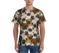 AYYQWE Imagen De Pug Stampa Moda Uomo Manica Corta T-shirt Abbigliamento Palestra Traspirante Allenamento Estate Casual Outing, Nero , M