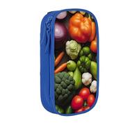 AYYQWE Introduzione di varie verdure stampa pratico astuccio multi-scomparto ufficio viaggi scuola arte forniture quotidiane, Blu, Taglia unica, Con tasca per il