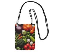 AYYQWE Introduzione di varie verdure Stampa Sottile Telefono Crossbody Bag Multiuso Sling Portafoglio per Viaggi Corsa Uso quotidiano, Nero , Taglia unica