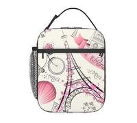 AYYQWE La Torre di Parigi e una bicicletta stampa borsa pranzo alla moda pratica isolata borsa pranzo tote pesca scuola ufficio spiagge