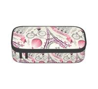 AYYQWE La Torre di Parigi e una bicicletta stampa versatile astuccio studente 8,3 x 2 x 9,4 cm sacchetto di immagazzinaggio scuola ufficio uso, Nero , Taglia unica