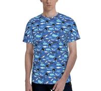 AYYQWE Maglietta a maniche corte da uomo con stampa balena, morbida, casual, per ufficio, palestra, estate, ufficio, ambienti, Nero , L