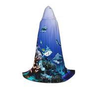 AYYQWE Mantello con cappuccio con stampa di squalo sotto il mare, mantello con cappuccio, costume per festival, eventi, celebrazioni all'aperto