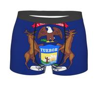 AYYQWE Michigan State Flag Print Men Lightweight Comfortable Boxer Slip Biancheria Intima Ogni Occasione Attività Indossare, Nero , M