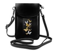 AYYQWE Mini borsa a tracolla da donna con stampa di farfalle bianche e oro, leggera, alla moda, da viaggio, per tutti i giorni