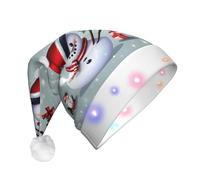 AYYQWE Natale Felice Pupazzo di Neve Stampa Unisex Adulto Cappello di Natale Con Luci A Led Forniture Festa di Vacanza Yulet