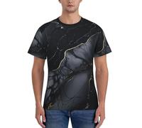 AYYQWE Nero Stampa Marmo Moda Uomo Manica Corta T-shirt Abbigliamento Palestra Traspirante Allenamento Estate Casual Outing, Nero , L