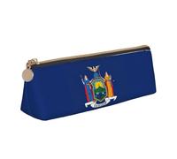 AYYQWE New York State Flag Print Student Pencil Case Grande Capacità Triangolo Pouch Zip Penna Trucco Scuola College, bianco, Taglia unica