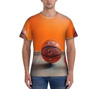 AYYQWE Pallacanestro Arancione Stampa Moda Uomini Manica Corta T-shirt Abbigliamento Palestra Traspirante Allenamento Estate Casual, Nero , XL