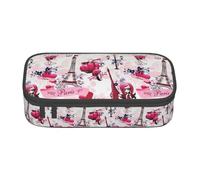 AYYQWE Parigi Torre Eiffel Francia Stampa Versatile Studente Matita Caso 8.3 X 2 X 9.4 cm Sacchetto di Immagazzinaggio Scuola Ufficio Uso, Nero , Taglia unica