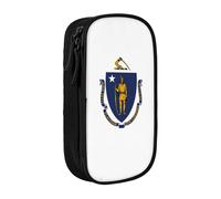 AYYQWE Portamatite con stampa bandiera del Massachusetts, pratico astuccio multi-scomparto per ufficio, viaggi, scuola, arte e uso quotidiano, Nero , Taglia unica, Con tasca per il