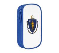 AYYQWE Portamatite con stampa bandiera del Massachusetts, pratico astuccio multi-scomparto per ufficio, viaggi, scuola, arte e uso quotidiano, Blu, Taglia unica, Con tasca per il