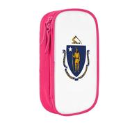 AYYQWE Portamatite con stampa bandiera del Massachusetts, pratico astuccio multi-scomparto per ufficio, viaggi, scuola, arte e uso quotidiano, rosa, Taglia unica, Con tasca per il