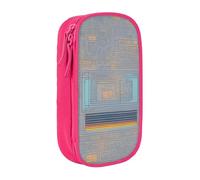 AYYQWE Pratico astuccio con codice di programmazione stampato, multi-scomparto, per ufficio, viaggi, scuola, arte e uso quotidiano, rosa, Taglia unica, Con tasca per il