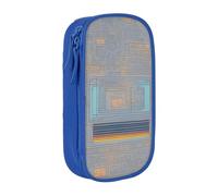 AYYQWE Pratico astuccio con codice di programmazione stampato, multi-scomparto, per ufficio, viaggi, scuola, arte e uso quotidiano, Blu, Taglia unica, Con tasca per il