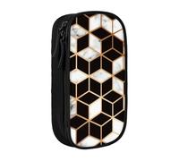 AYYQWE Pratico astuccio con stampa 3D effetto marmo, multi-scomparto, per ufficio, viaggi, scuola, arte e uso quotidiano, Nero , Taglia unica, Con tasca per il