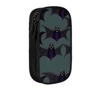 AYYQWE Pratico astuccio con stampa a pipistrello, multi-scomparto, per ufficio, viaggi, scuola, arte e uso quotidiano, Nero , Taglia unica, Con tasca per il