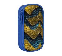 AYYQWE Pratico astuccio con stampa a squame di drago, multi-scomparto, per ufficio, viaggi, scuola, arte e uso, Blu, Taglia unica, Con tasca per il