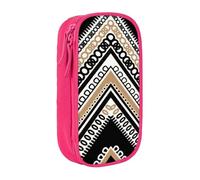 AYYQWE Pratico astuccio con stampa a zigzag nero e bianco e marrone chiaro, multi-scomparto, per ufficio, viaggi, scuola, arte e uso quotidiano, rosa, Taglia unica, Con tasca per il