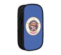 AYYQWE Pratico astuccio con stampa bandiera del Minnesota, multi-scomparto, per ufficio, viaggi, scuola, arte e uso quotidiano, Nero , Taglia unica, Con tasca per il