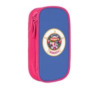 AYYQWE Pratico astuccio con stampa bandiera del Minnesota, multi-scomparto, per ufficio, viaggi, scuola, arte e uso quotidiano, rosa, Taglia unica, Con tasca per il