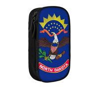 AYYQWE Pratico astuccio con stampa bandiera del Nord Dakota, multi-scomparto, per ufficio, viaggi, scuola, arte e uso quotidiano, Nero , Taglia unica, Con tasca per il