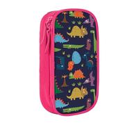 AYYQWE Pratico astuccio con stampa di dinosauri e foglie di palma, multi-scomparto, per ufficio, viaggi, scuola, arte quotidiana, rosa, Taglia unica, Con tasca per il