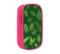 AYYQWE Pratico astuccio con stampa di erbe e foglie e piante, multi-scomparto, per ufficio, viaggi, scuola, arte e uso quotidiano, rosa, Taglia unica, Con tasca per il