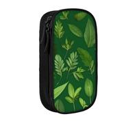 AYYQWE Pratico astuccio con stampa di erbe e foglie e piante, multi-scomparto, per ufficio, viaggi, scuola, arte e uso quotidiano, Nero , Taglia unica, Con tasca per il