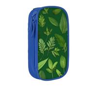 AYYQWE Pratico astuccio con stampa di erbe e foglie e piante, multi-scomparto, per ufficio, viaggi, scuola, arte e uso quotidiano, Blu, Taglia unica, Con tasca per il