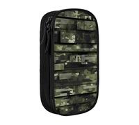 AYYQWE Pratico astuccio con stampa digitale mimetica multi-scomparto per ufficio, viaggi, scuola, arte e uso quotidiano, Nero , Taglia unica, Con tasca per il