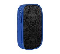 AYYQWE Pratico astuccio con stampa gotica con teschio, multi-scomparto, per ufficio, viaggi, scuola, arte e uso quotidiano, Blu, Taglia unica, Con tasca per il