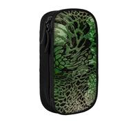 AYYQWE Pratico astuccio con stampa serpente verde, multi-scomparto, per ufficio, viaggi, scuola, arte e uso quotidiano, Nero , Taglia unica, Con tasca per il