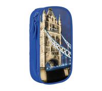 AYYQWE Pratico astuccio con stampa Tower Bridge a Londra, multi-scomparto, per ufficio, viaggi, scuola, arte e uso quotidiano, Blu, Taglia unica, Con tasca per il