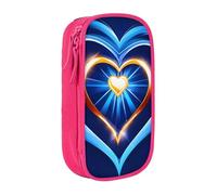 AYYQWE Pratico astuccio multiscomparto con stampa a cuore blu cielo per ufficio, viaggi, scuola, arte e forniture quotidiane, rosa, Taglia unica, Con tasca per il