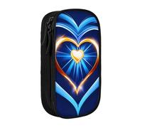 AYYQWE Pratico astuccio multiscomparto con stampa a cuore blu cielo per ufficio, viaggi, scuola, arte e forniture quotidiane, Nero , Taglia unica, Con tasca per il